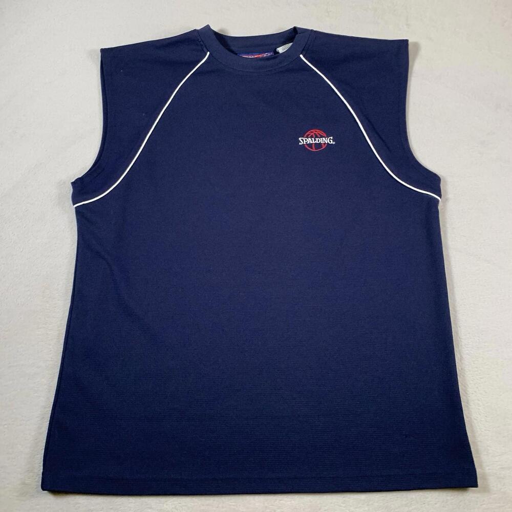 Vintage Spalding Shirt Mens Large Blue 90s Tank Top Relaxed Active Basketball